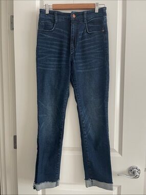 Women’s Pilcro by Anthropologie Dark Blue hi-rise cigarette jeans 27